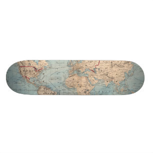 Världskarta i Mercators projektion Old School Skateboard Bräda 21,6 Cm