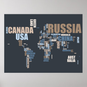 Världskarta i ord poster