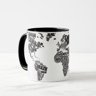 Världskarta i typografi mugg