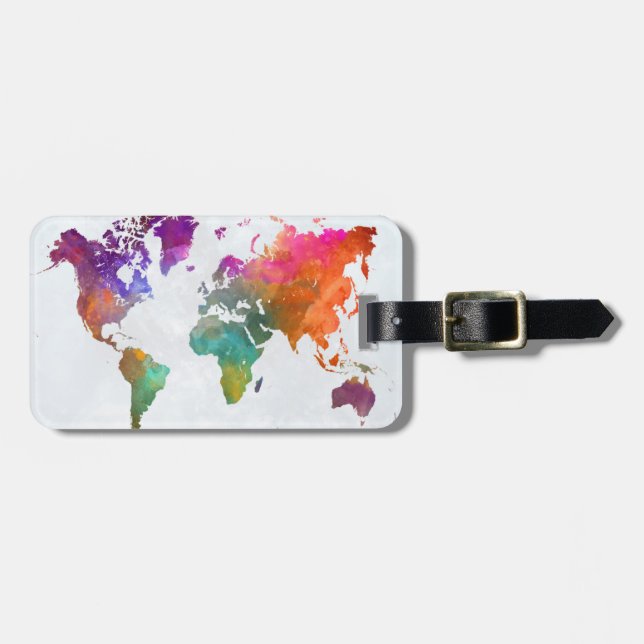 Världskarta i vattenfärg bagagebricka (Horisontell Framsida)
