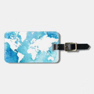 Världskarta i vattenfärgdeppighet bagagebricka