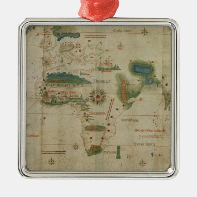 Världskarta Julgransprydnad Metall (Framsidan)
