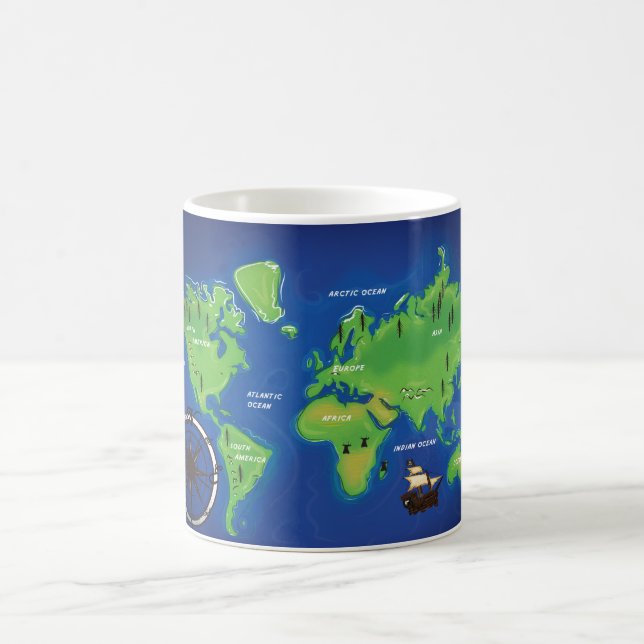 Världskarta Kaffemugg (Center)