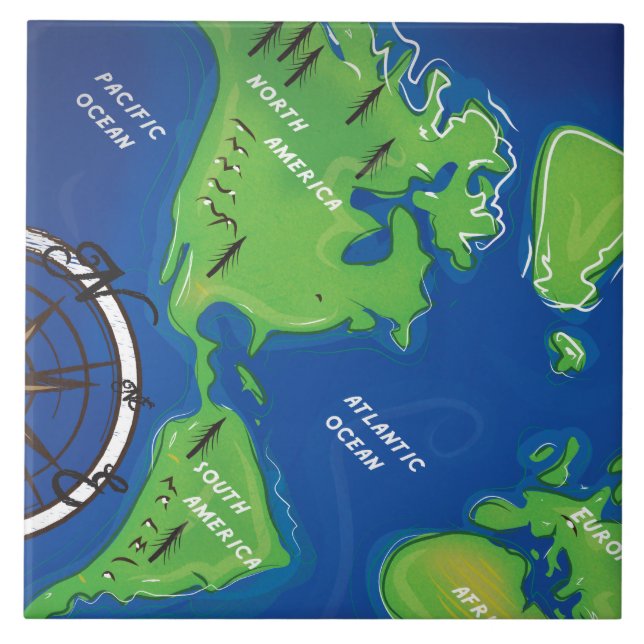 Världskarta Kakelplatta (Framsidan)