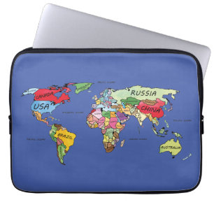 Världskarta Laptop Fodral