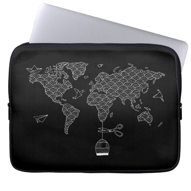 Världskarta Laptop Fodral (Framsidan)