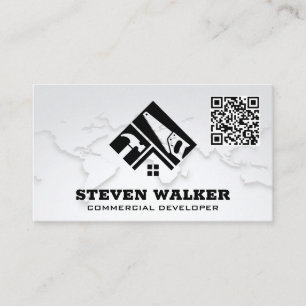Världskarta Logotyp för byggnation QR-kod Visitkort