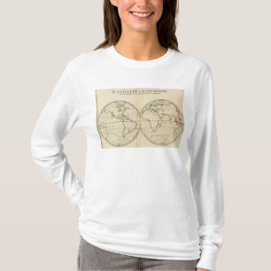 Världskarta med frihet och Longititude T Shirt