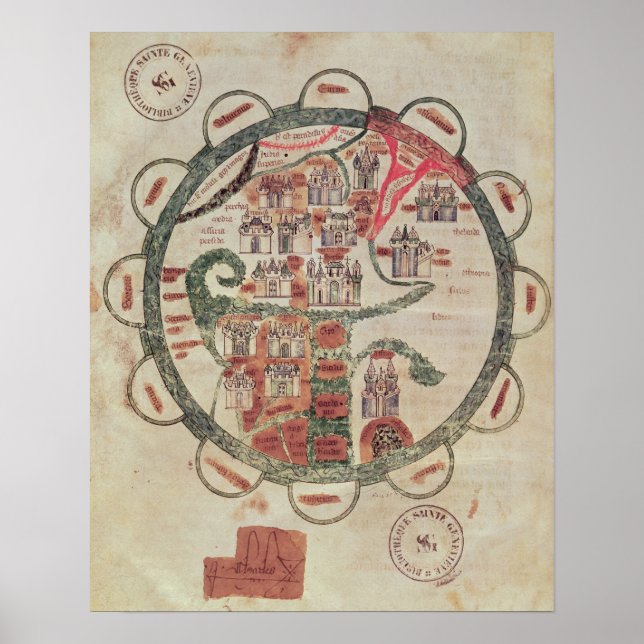 Världskarta med Jerusalem i mitten Poster (Framsidan)