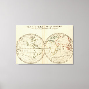 Världskarta med Latitude och Longititude Canvastryck