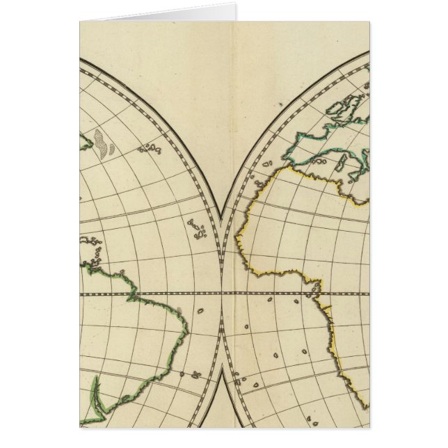 Världskarta med Latitude och Longititude Hälsningskort (Framsidan)