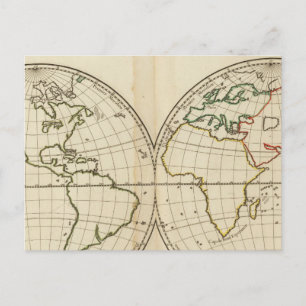 Världskarta med Latitude och Longititude Vykort