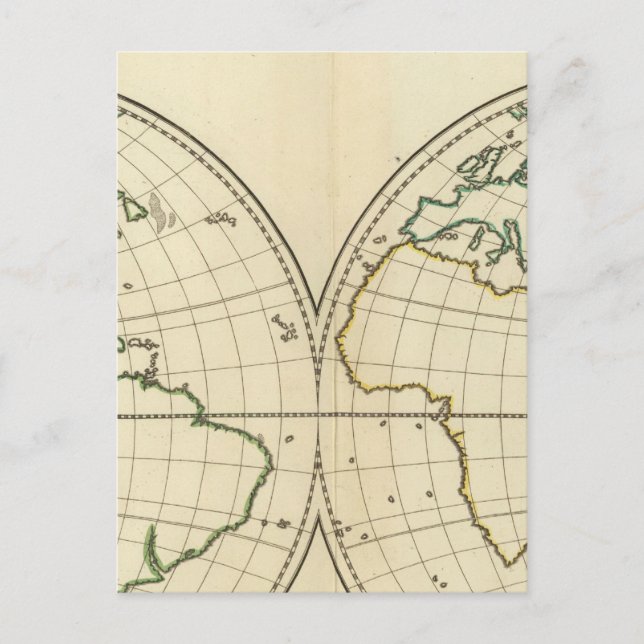 Världskarta med Latitude och Longititude Vykort (Framsida)