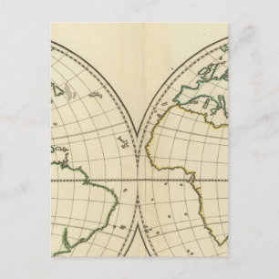 Världskarta med Latitude och Longititude Vykort