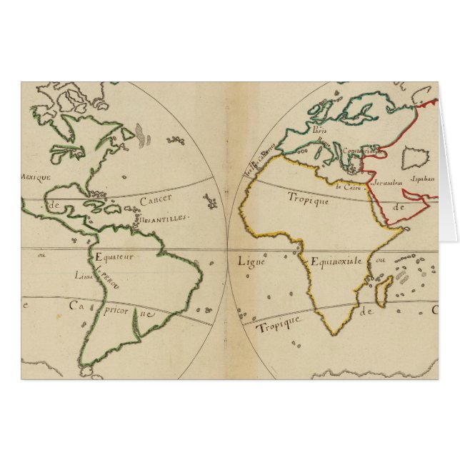 Världskarta med Tropikernor Hälsningskort (Framsidan Horizontal)