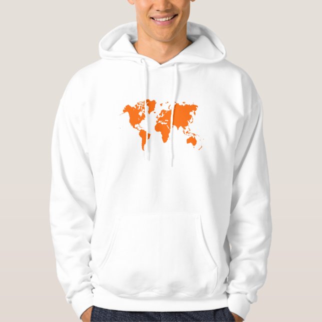 Världskarta - Orange Hoodie (Framsida)