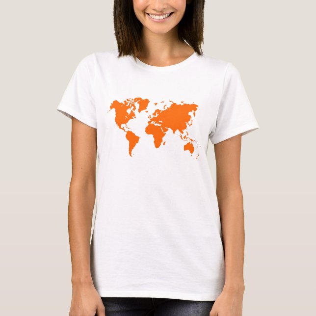 Världskarta - Orange T-shirt (Framsida)