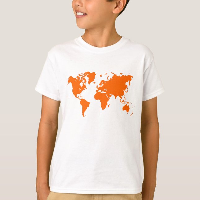 Världskarta - Orange T Shirt (Framsida)