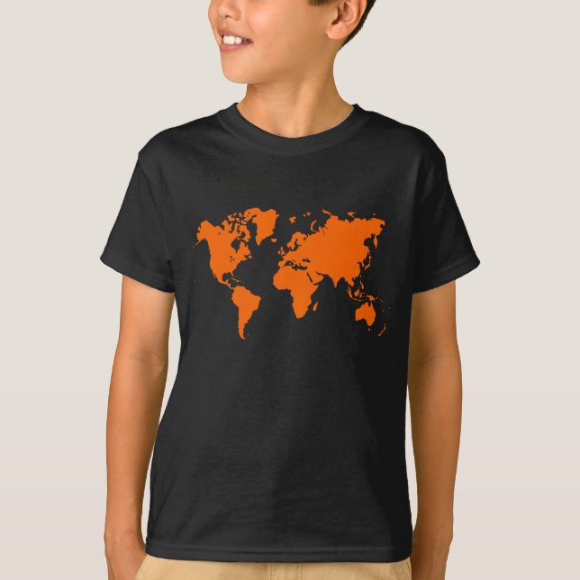 Världskarta - Orange Tee Shirt (Framsida)