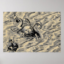 Världskarta över Arktiska havskräfta och segelFrak Poster