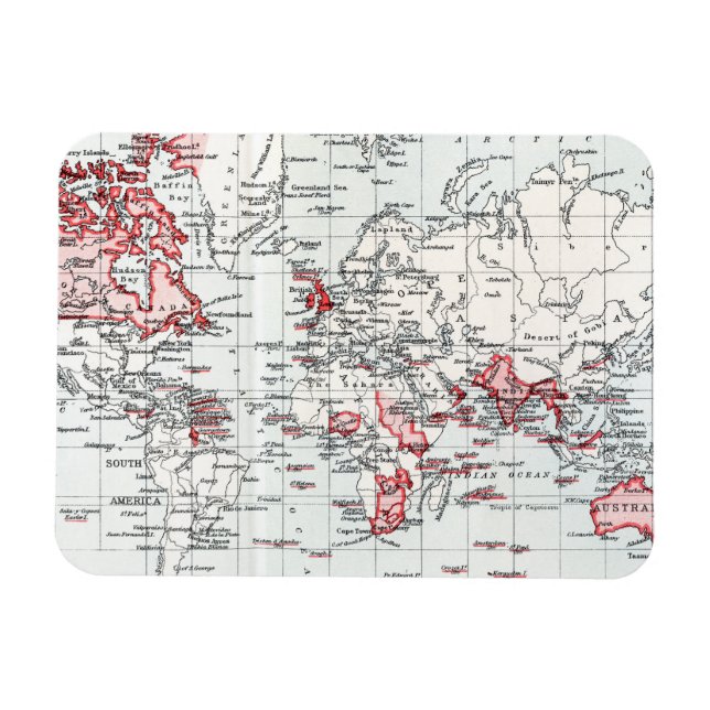 Världskarta över brittiska pund 1904 magnet (Horisontell)