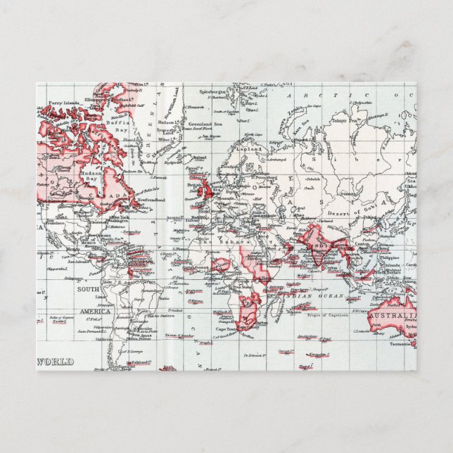 Världskarta över brittiska pund 1904 vykort (Framsida)