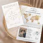 Världskarta över destinationspass för Mexiko Bröll Inbjudan<br><div class="desc">Modern och Elegant Mexico World Map-inbjudan till Bröllop,  till exempel pass.Golden compass vapensköld med monogram på framsidan</div>
