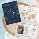 Världskarta över destinationspass för Mexiko Bröll Inbjudan<br><div class="desc">Modern och Elegant Mexico World Map-inbjudan till Bröllop,  till exempel pass.Golden compass vapensköld med monogram på framsidan</div>