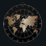 Världskarta över elegant, svart och Guld Darttavla<br><div class="desc">Elegant Black Honeymoon Fund World Map</div>
