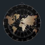 Världskarta över elegant, svart och Guld Darttavla<br><div class="desc">Elegant Black Honeymoon Fund World Map</div>