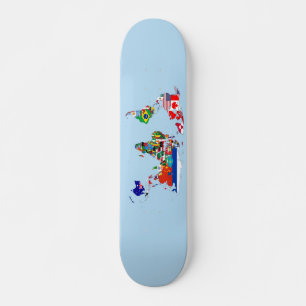 Världskarta över Flaggor skateboard