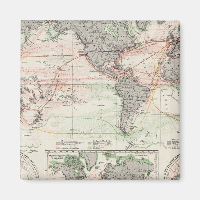 Världskarta över havsvalutor magnet (Framsidan)