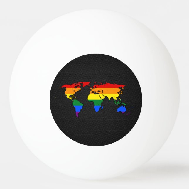 Världskarta över HBT-pride Pingisboll (Baksidan)