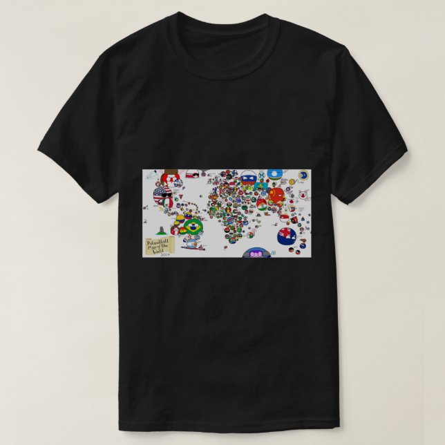 Världskarta över landstappen för polandboll t shirt (Design framsida)