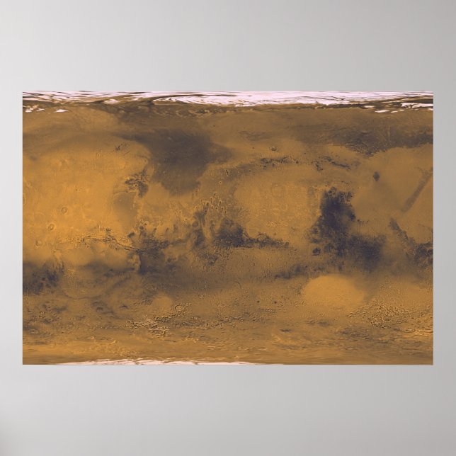 Världskarta över Mars röda planet från satellit  Poster (Framsidan)