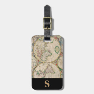 Världskarta över monogram Classic Travel Vintage Bagagebricka