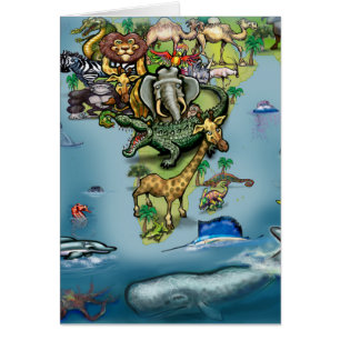 Världskarta över Oceaniens Afrika Hälsningskort