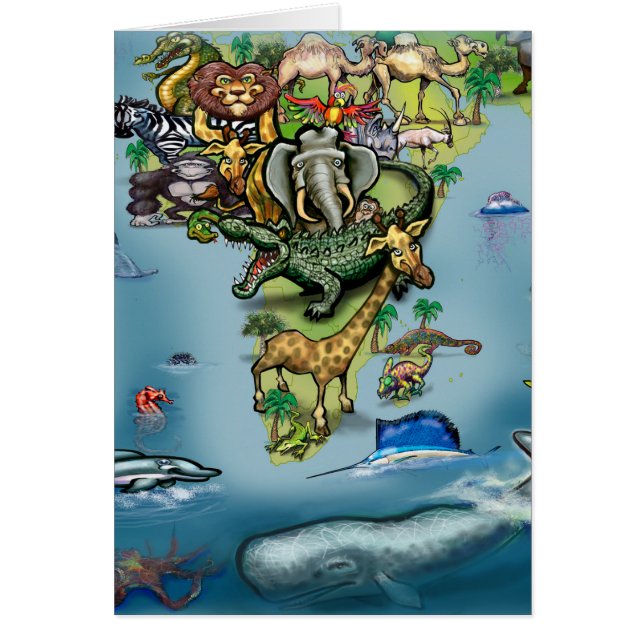Världskarta över Oceaniens Afrika Hälsningskort (Framsidan)