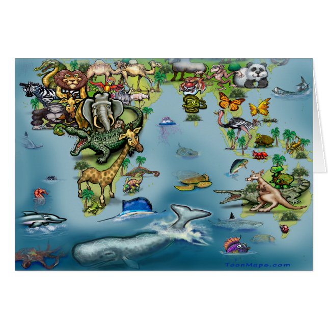 Världskarta över Oceaniens Afrika Hälsningskort (Framsidan Horizontal)