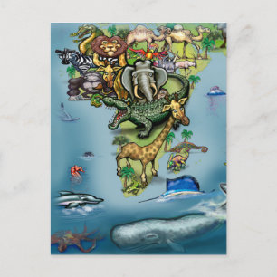 Världskarta över Oceaniens Afrika Vykort