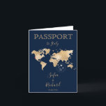 Världskarta över passets destination Bröllop i Gul Inbjudan<br><div class="desc">Modern och Elegant World Map-inbjudan till Bröllop,  som ett pass</div>