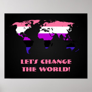 Världskarta över pridet för flagga av Pride för ge Poster
