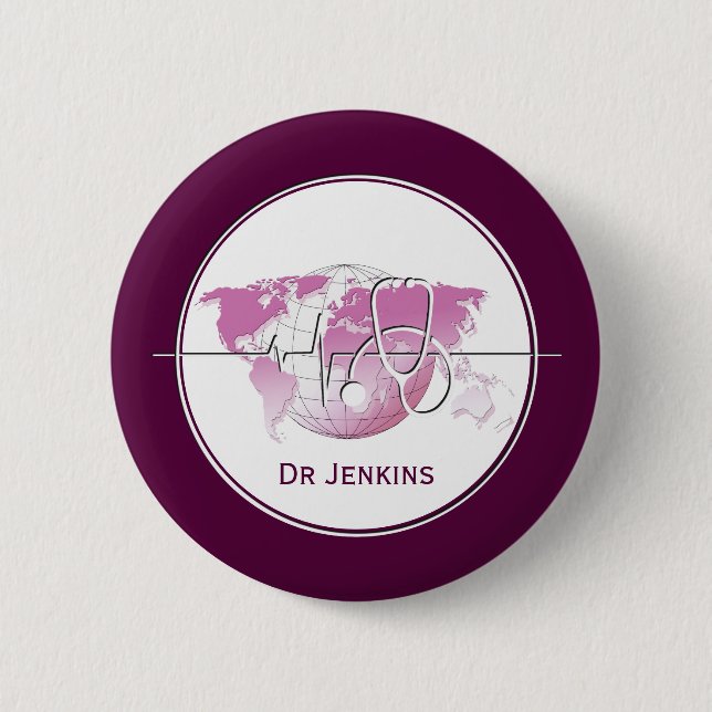 Världskarta över pulsslag för medicinsk statiskosk knapp (Framsida)