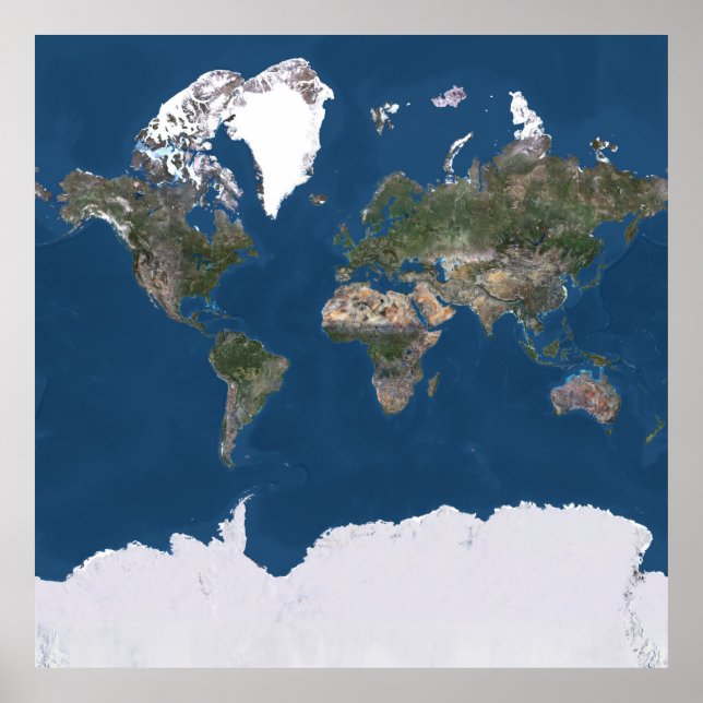 Världskarta över satelliter i färg poster (Framsidan)