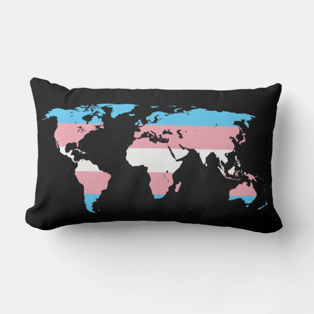 Världskarta över Transgender pride Pillow Lumbarkudde (Framsida)