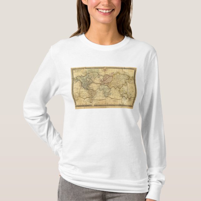 Världskarta på Mercators projektion T Shirt (Framsida)
