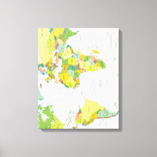 Världskarta Politisk Atlas Affisch: Modern Dekorat Canvastryck