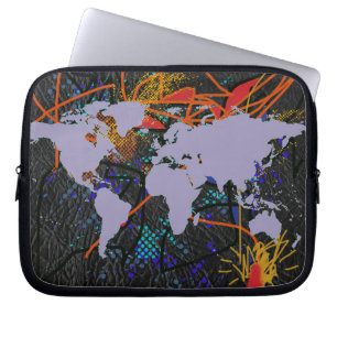 världskarta, pop stil laptop sleeve