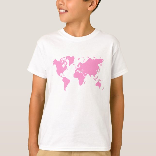 Världskarta - Rosa T-shirt (Framsida)