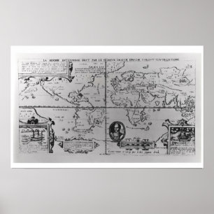 Världskarta som specificerar expeditionerna poster